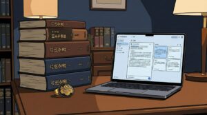 デジタルスキャンされタブレットに取り込まれる六法全書のイメージ図